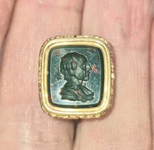 Antique Edmund Halley Comet 9ct Gold Cased Intaglio Bloodstone Watch Fob