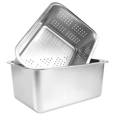 2-in-1 Stainless Steel Dish Tub Washing Up Bowl & Strainer Bowl Set &  Colander