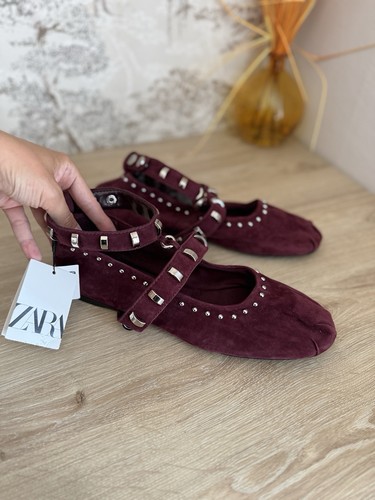 Zara burgundy suede - , studded
