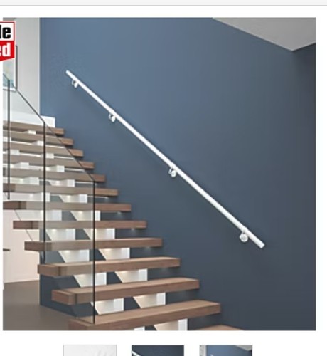 Matt white stair handrail - 3.6m,