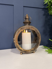 Vintage Glass Candle Holder Floor Table Lantern | Hand Welded Home Decor