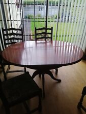 Brown Wooden Kitchen Table - 4 chairs included, table can extend to fit 6