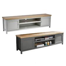 TV Stand 2 Door Cabinet Television Unit 180cm Two Tone Shelf 36mm Oak Top