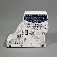 Vintage Carlton Ware Pottery Money Box Old Woman Who Lived In A Shoe Black White