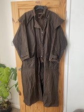 driza-bone mens full length brown oilskin riding stockmans coat size 8 2xl 120cm