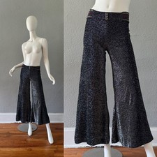 Vintage 70s Metallic Mod LUREX Disco PALAZZO Wide Leg Pants XS