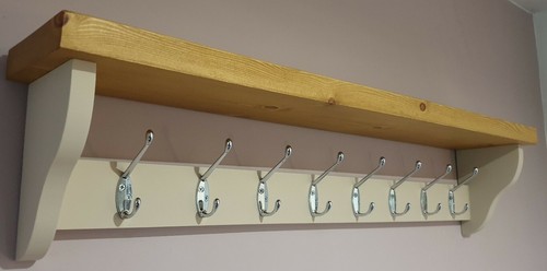 Wooden coat rack with - shelf, 8