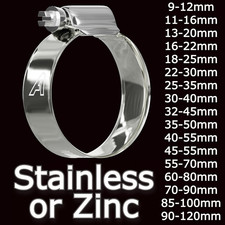 Stainless Steel Or Zinc Hose Clips Pipe Clamps Jubilee British Quality