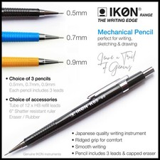 Mechanical Pencil 0.5mm 0.7mm 0.9mm Automatic ✔HB Leads✔Ruler ✔Draft,Sketch,Draw
