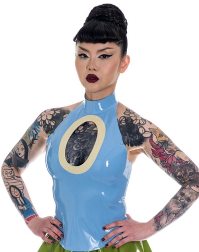 Latex peekaboo top jade green - top,