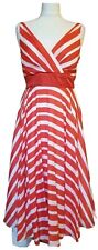 MONSOON Red & White striped Dress fit & Flare fully lined Size 12 UK worn once