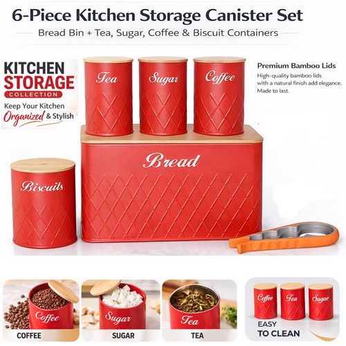6pcs kitchen storage tins - 6pcs,