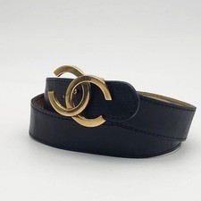 Auth CHANEL Belt CocoMark Gold