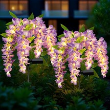 FWLWTWSS Solar Flower Lights Outdoor Garden, Wisteria Garden Ornaments Outdoor,