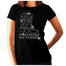 Line dancing Rhinestone Ladies t shirt - Cowgirl Boots - Any Size 6-26