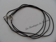 LOT OF 4 BLACK SOLID RUBBER CORD NECKLACES "BUNA CORD" Ø 2mm WITH CLASP