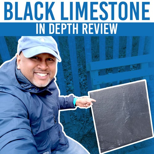 Black limestone paving patio - black,