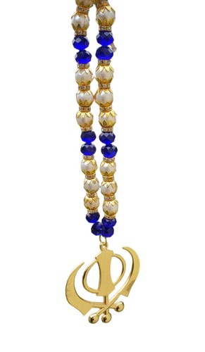 Gold plated khanda beaded mala - khanda,