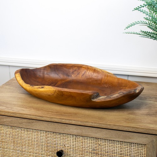 Teak root long bowl 45cm - teak,