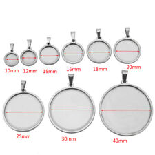 10-40mm Stainless Steel Round Cabochon Base Settings Blanks Pendant Trays