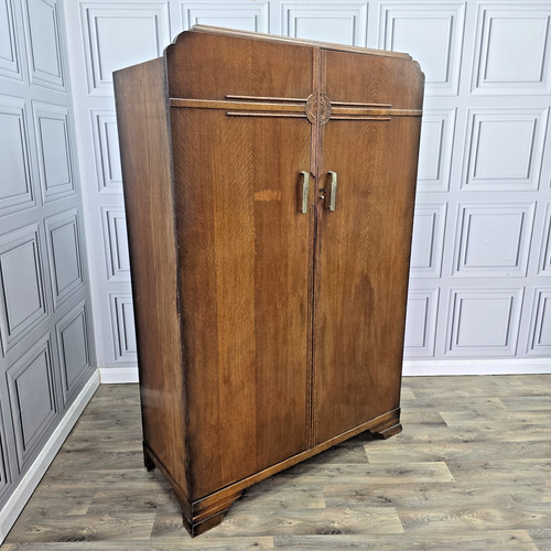 Vintage art deco wardrobe oak - deco,
