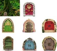 7Pcs Fairy Doors for Garden Trees, Fairy Houses for The Garden Ornaments Outdoo