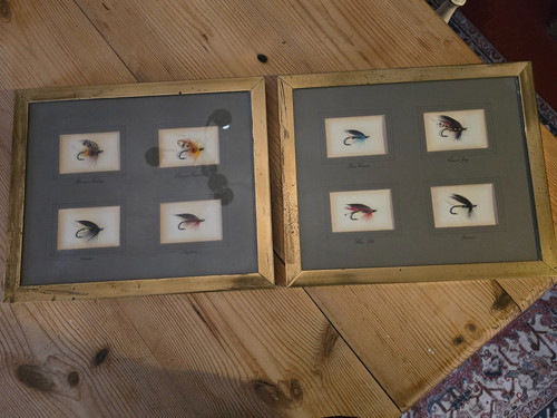 Pair vintage framed - pair, fishing