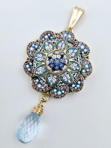 Micro mosaic topaz - mosaic, pendant