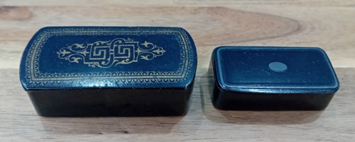 Antique papier mache snuff - mache,