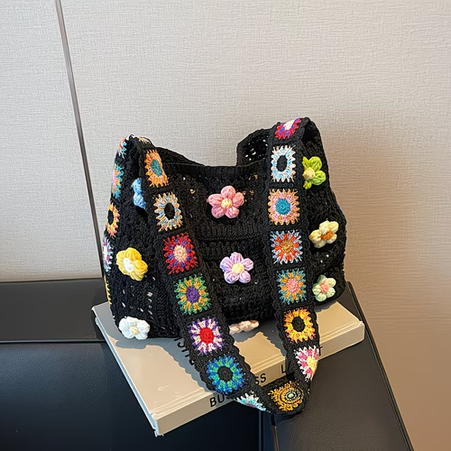 Black flowery boho - black,