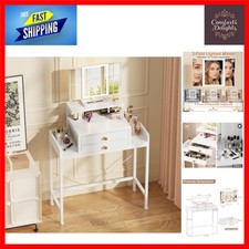 Compact White Makeup Vanity