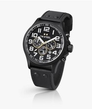 TW Steel Men's Watch TW677 New In Box Black Leather Strap Men's Watch