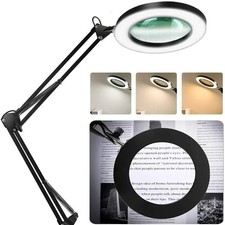 10X LED Magnifier Glass-Desk Lamp With Light Stand Clamp Beauty Magnifying Lamp
