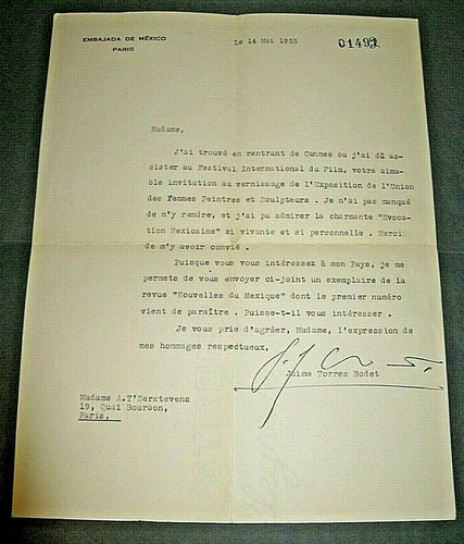 Jaime torres bodet autograph - bodet,