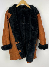 REAL SHEEPSKIN SHEARLING COAT UK Size 14 (US 10) Women`s Winter Jacket Brown