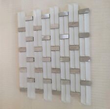 Geometric White Glass Mosaic Tiles | 1 sheet 300 x 300 x 8mm | 11 sheets 1sqm