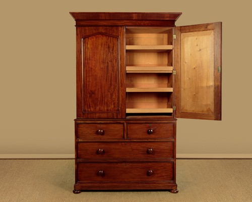 Antique mahogany linen press - antique,