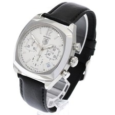 TAG HEUER MONZA CR2114-0 38mm SS Leather Silver Dial Automatic Chronograph #C256