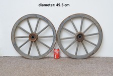 pair of vintage old wooden cart wagon wheel  / 49.5 cm - FREE DELIVERY