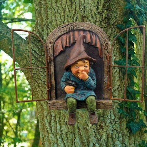 Naughty garden gnome statue - gnome,