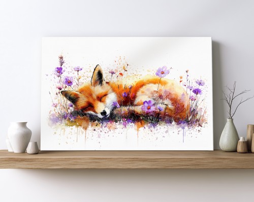 Sleeping fox canvas - sleeping, print