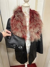 Vintage 90s Y2K Leather Afghan Jacket Penny Lane Coat Embroidered Hippy Boho 12