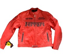 Michael Schumacher Ferrari Red Real Leather Jacket Mens Size XL NWT