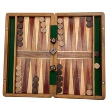 Wooden Inlaid Backgammon Set 36cm x 30cm  Classic Game with Pieces & Dice