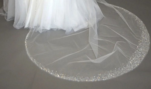 Bridal beaded veil rhinestones - beaded,