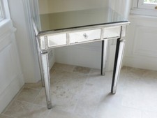 Mirrored Dressing Table Venetian Distressed 1 DRAW Console Silver Hall Table SOL