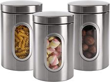 Stainless Steel Large Tea Coffee Sugar Jar Canister set Storage kitchen