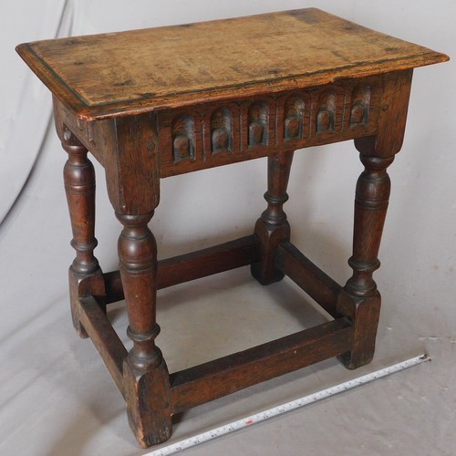Antique 17thc oak joint - oak, stool