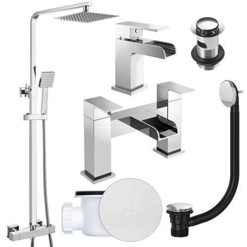 Chrome square thermostatic - chrome,