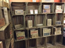 6 pcs 1960s VINTAGE WOODEN APPLE CRATE FRUIT BUSHEL BOX STORAGE BOXES